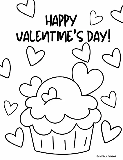 cupcake valentines coloring sheet