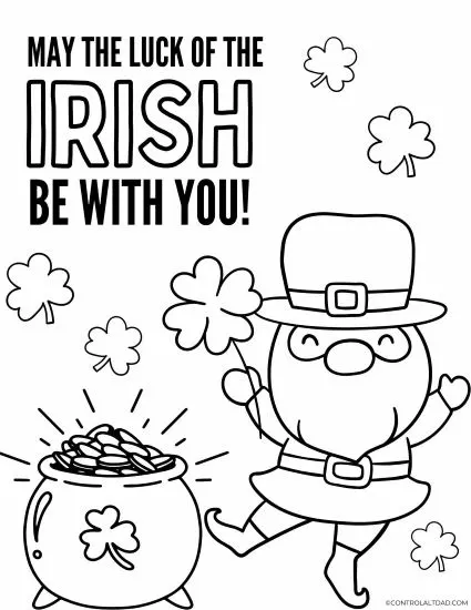 st. patrick's day luck of the Irish coloring page