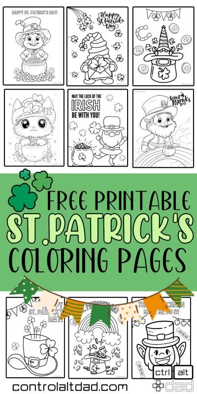 mock up of cute St.Patrick's day coloring pages for kids