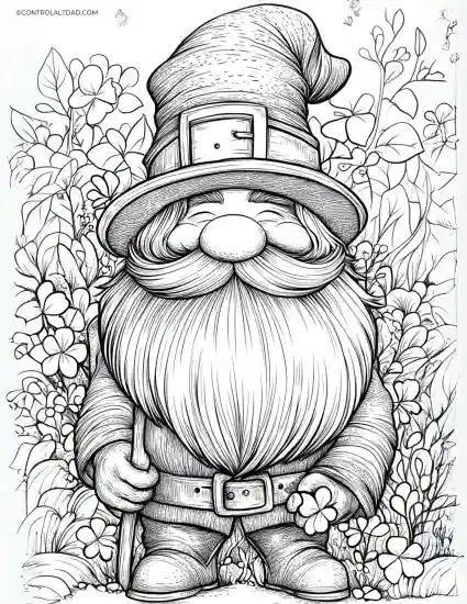 detailed leprechaun St. Patrick's day coloring page for adults